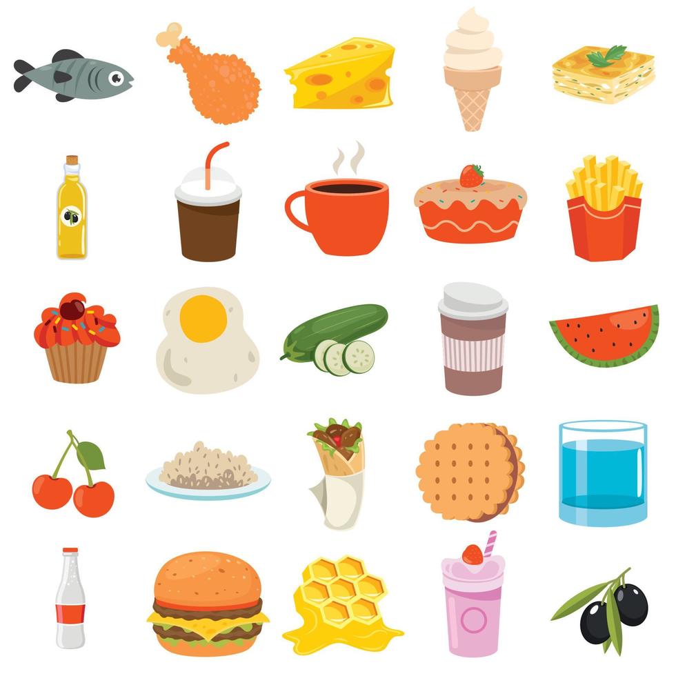 Set Of Various Delicious Foods vector