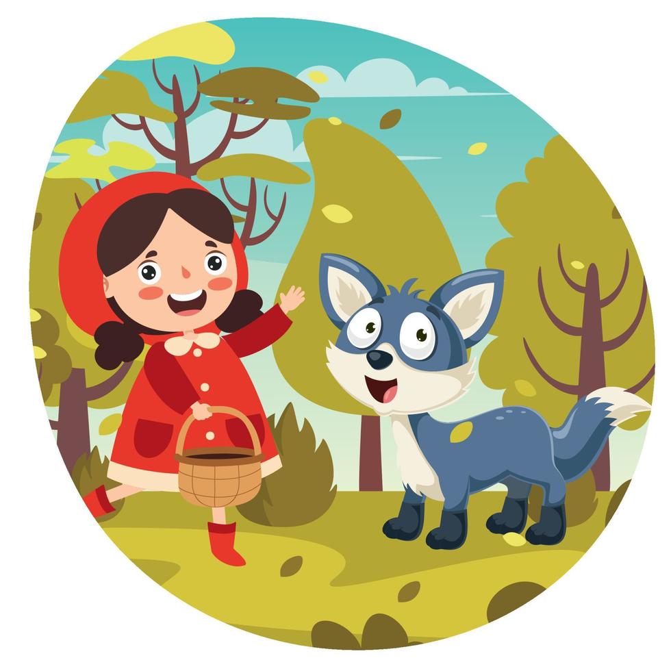 Cartoon Drawing Of Red Riding Hood vector