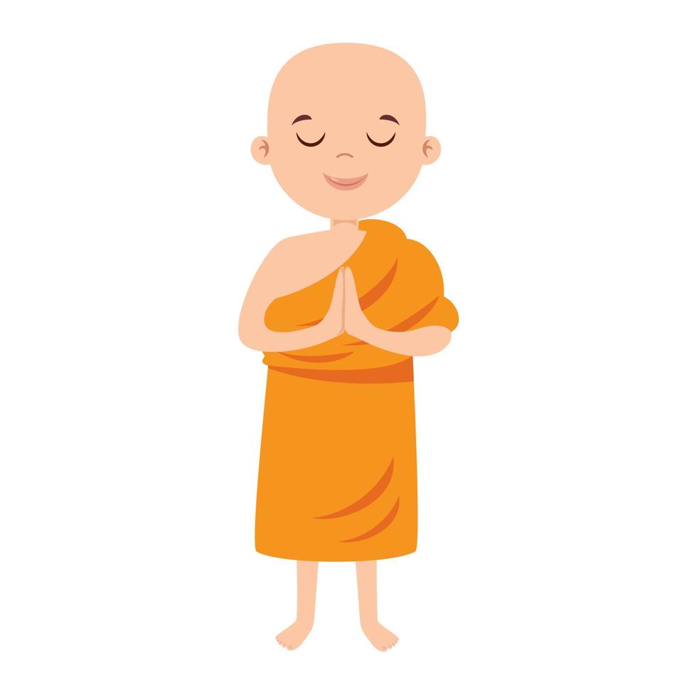 dibujo de dibujos animados de monje budista vector