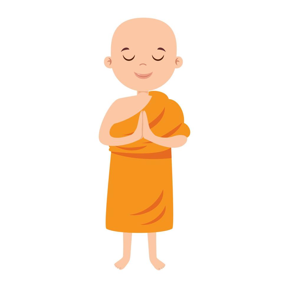 Cartoon Drawing Of Buddhist Monk vector
