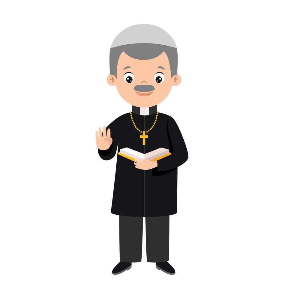 caricatura, dibujo, de, un, sacerdote vector