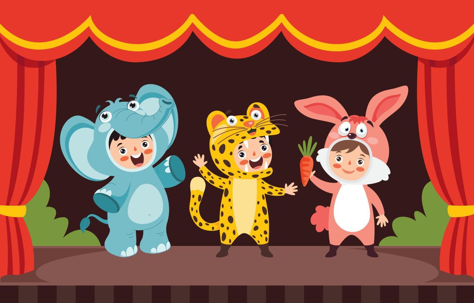 Theater Scene With Cartoon Characters vector