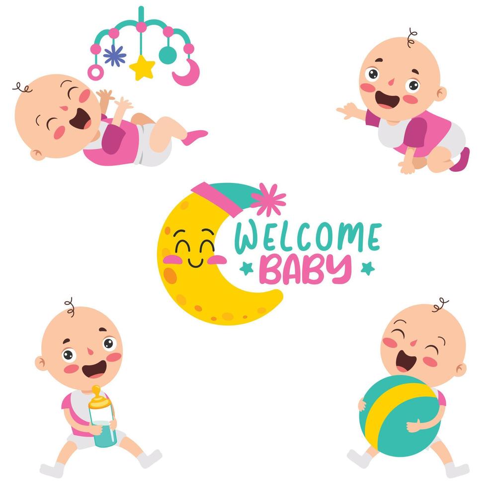 dibujo de dibujos animados de un personaje de bebé recién nacido vector