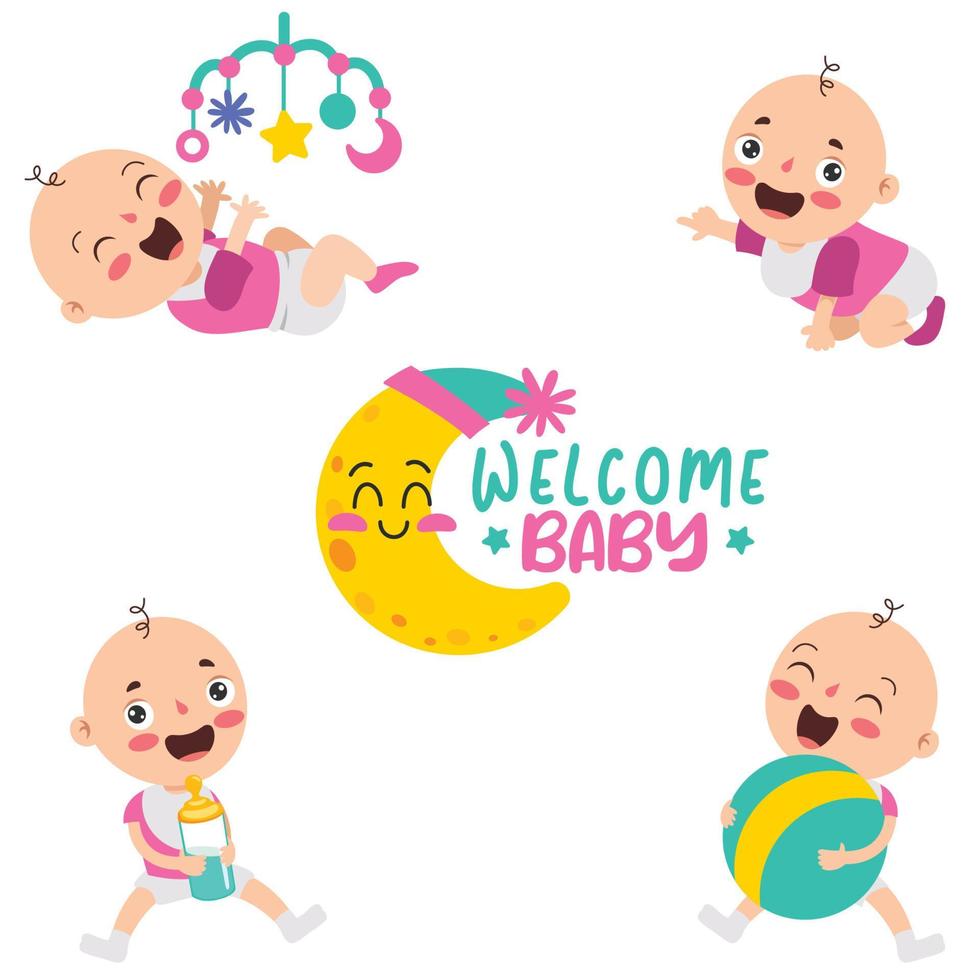 Cartoon Drawing Of A  Newborn Baby Character vector