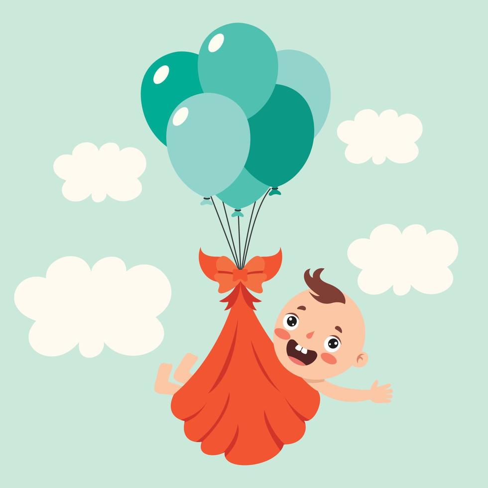 Cartoon Drawing Of A  Newborn Baby Character vector