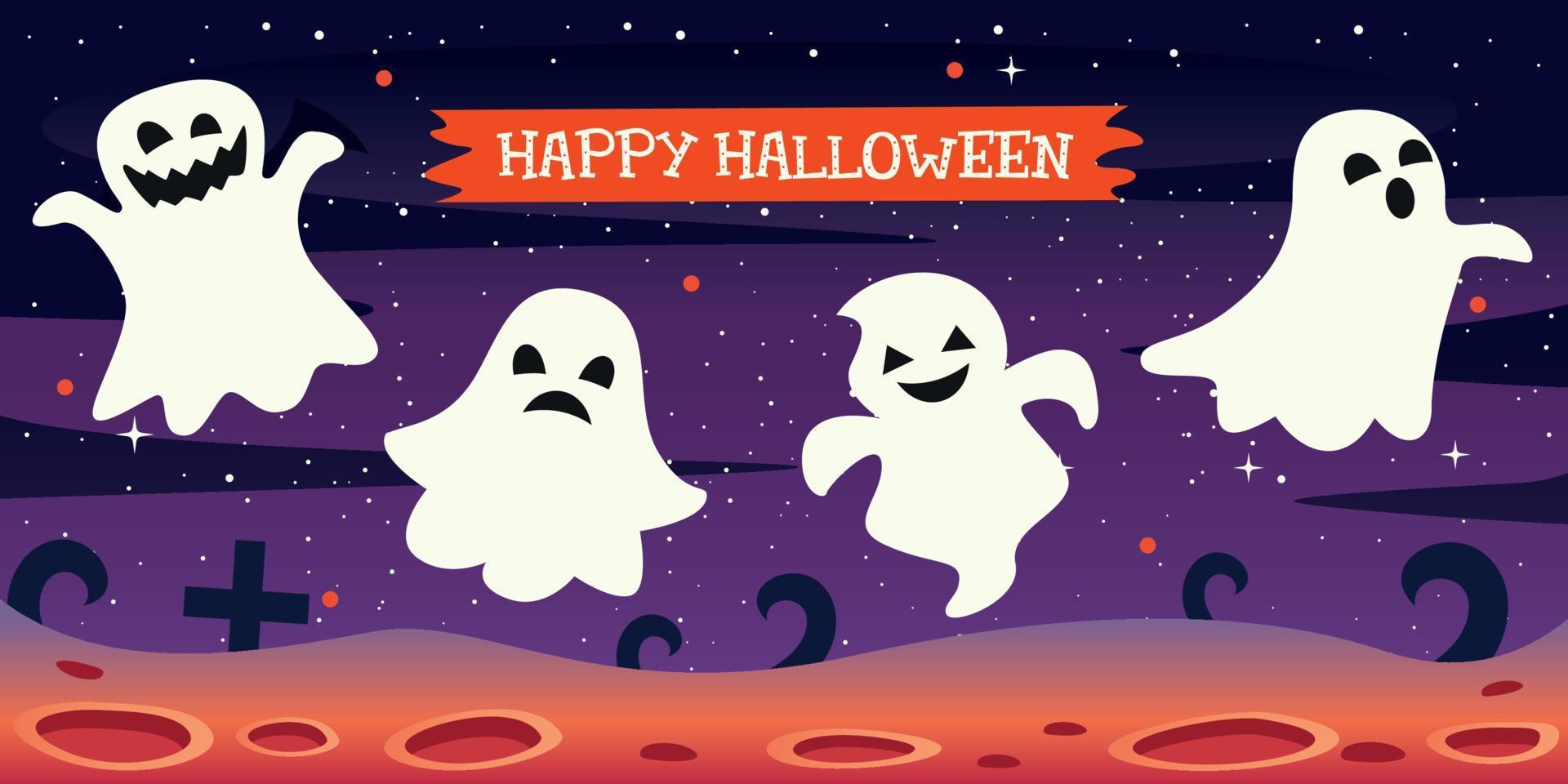 Halloween Concept With Cartoon Character vector