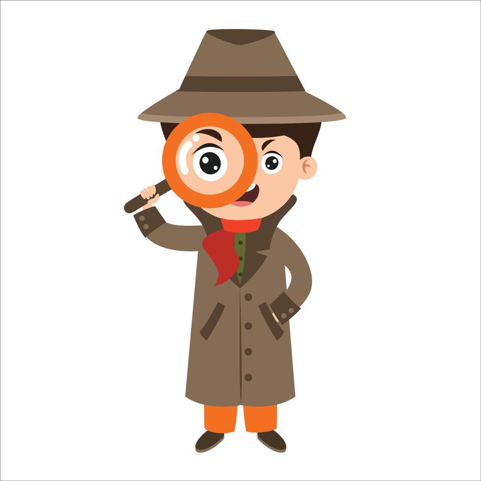 caricatura, dibujo, de, un, detective vector