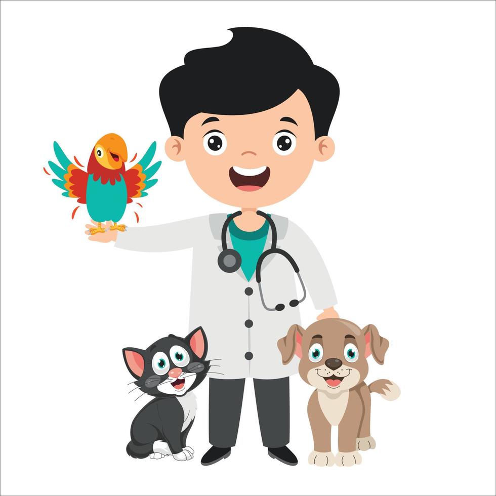 Cartoon Drawing Of A Veterinarian vector