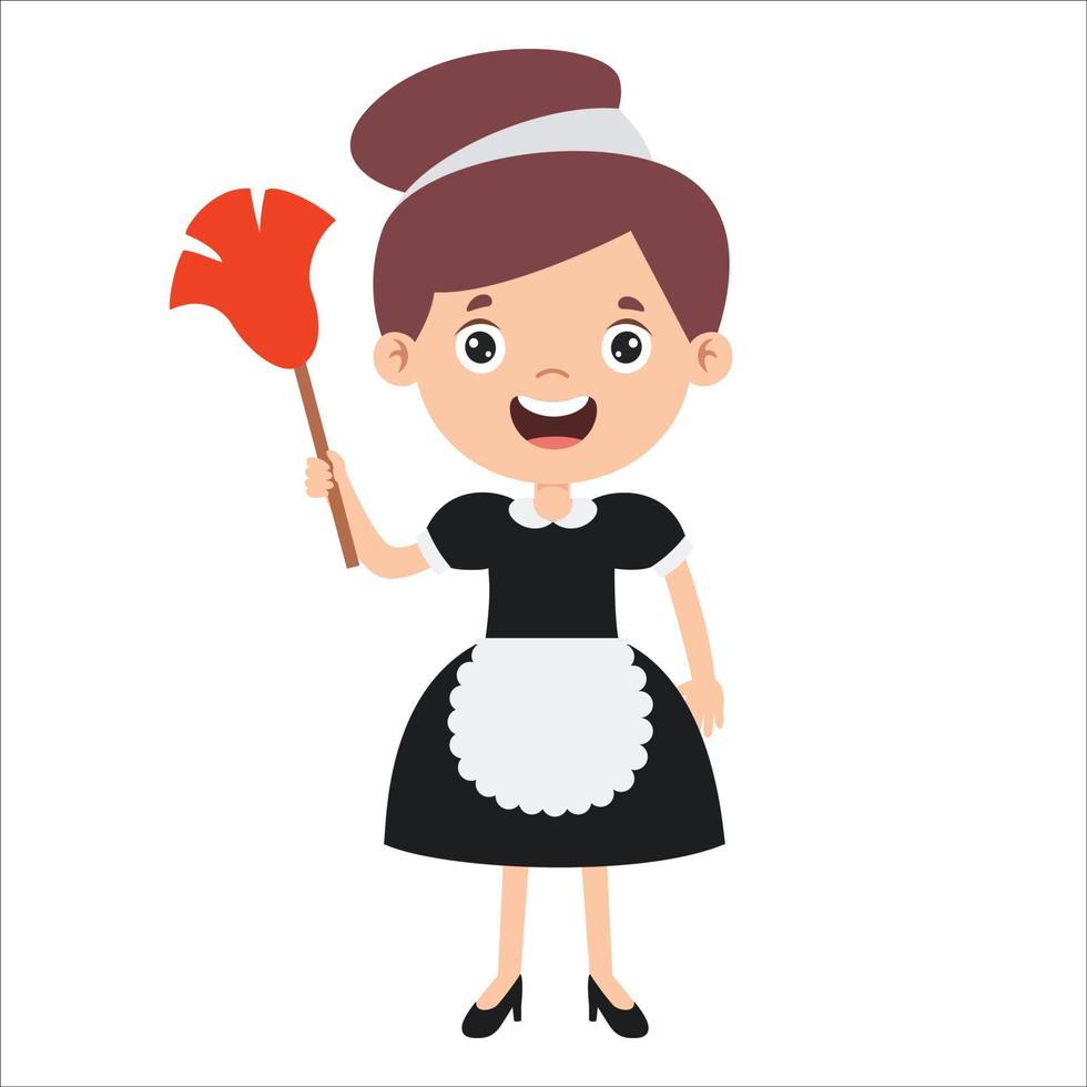Cartoon Drawing Of A Maid vector