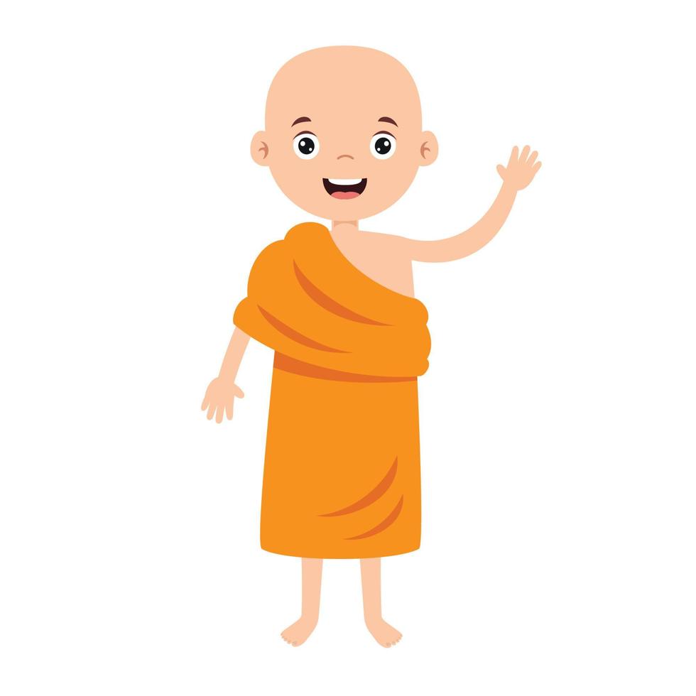 Cartoon Drawing Of Buddhist Monk vector
