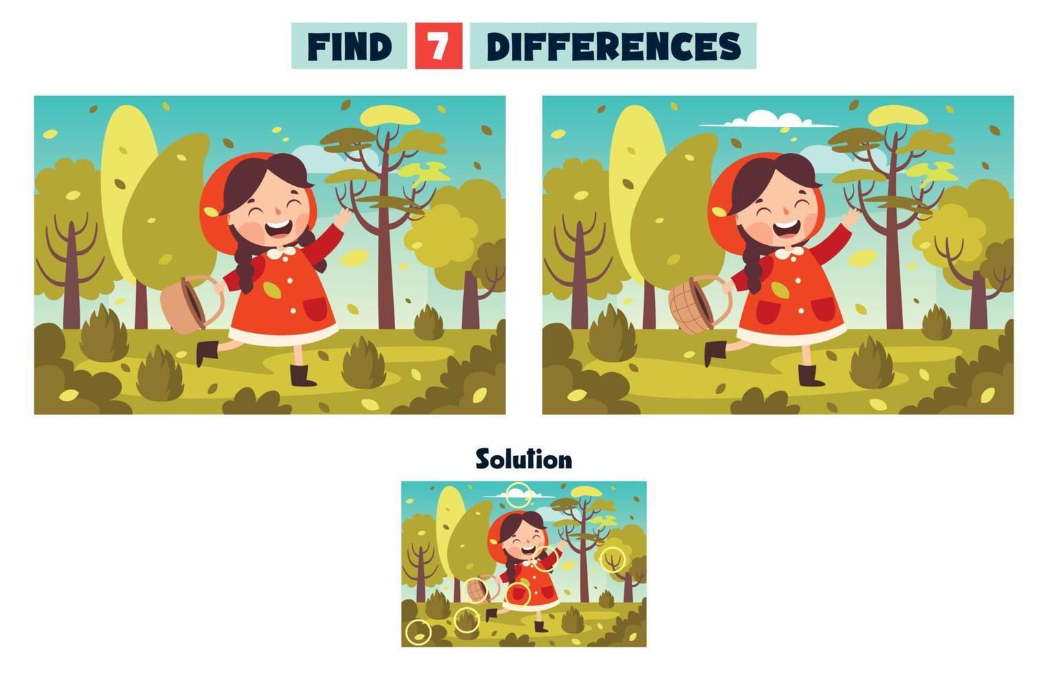 Find Seven Differences Activity For Children vector