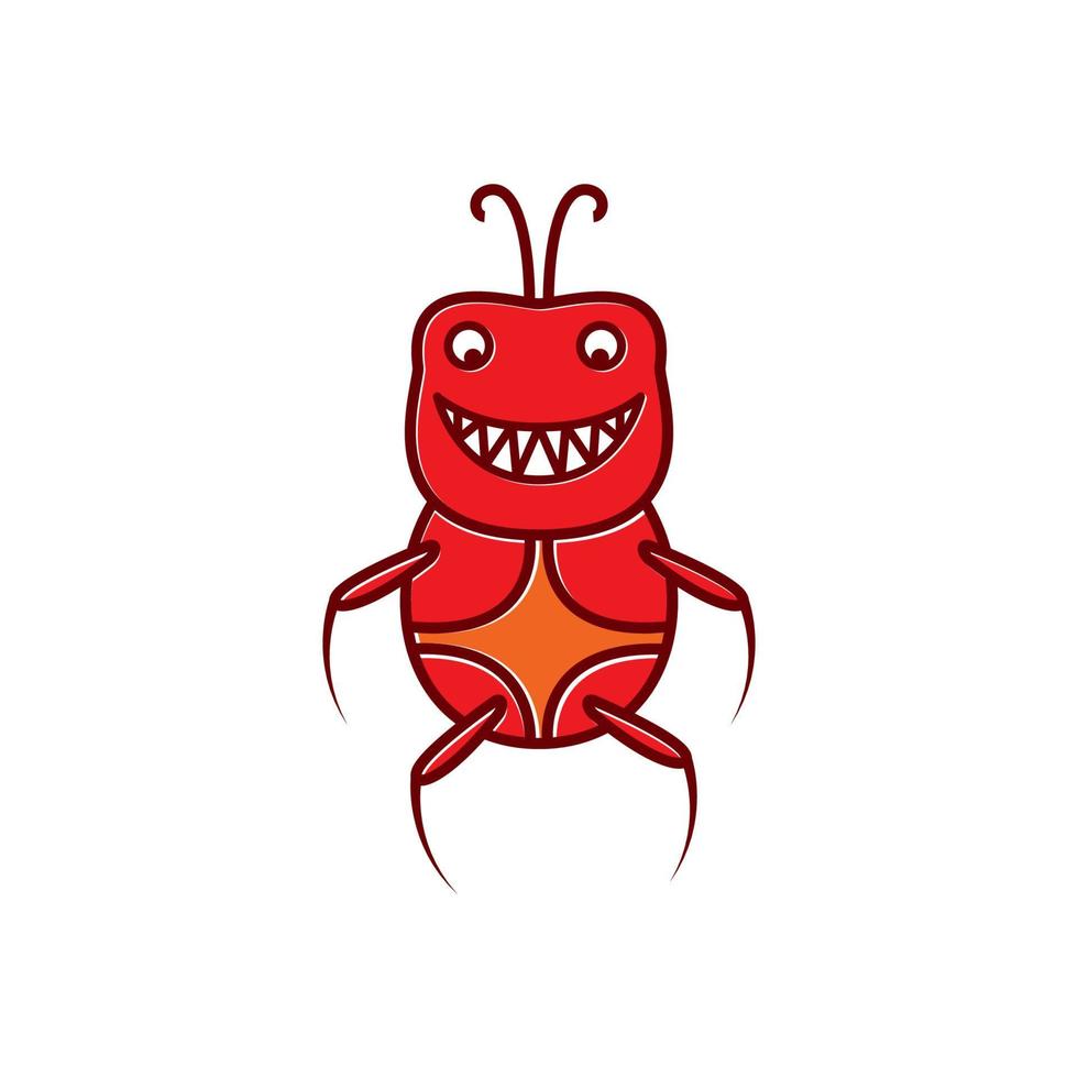 red insect monster happy cartoon logo symbol icon vector graphic design illustration