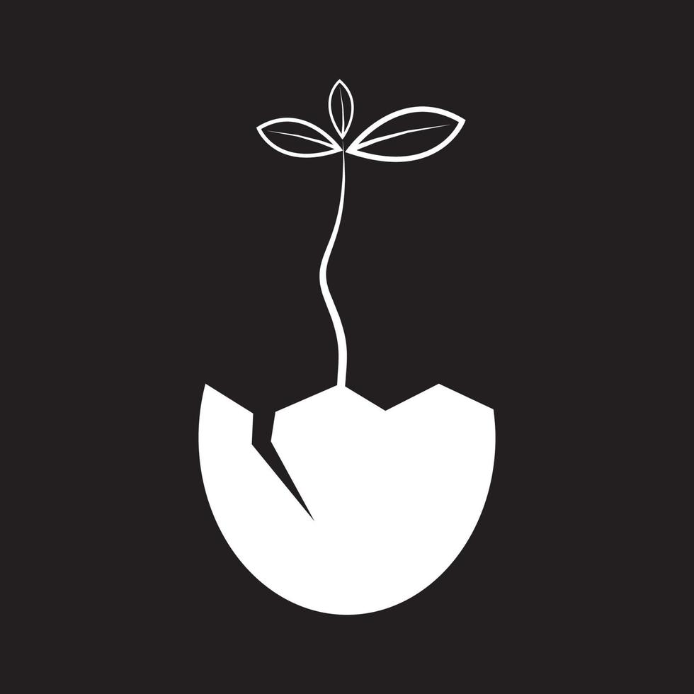 crack egg with plant grow logo symbol icon vector graphic design illustration idea creative