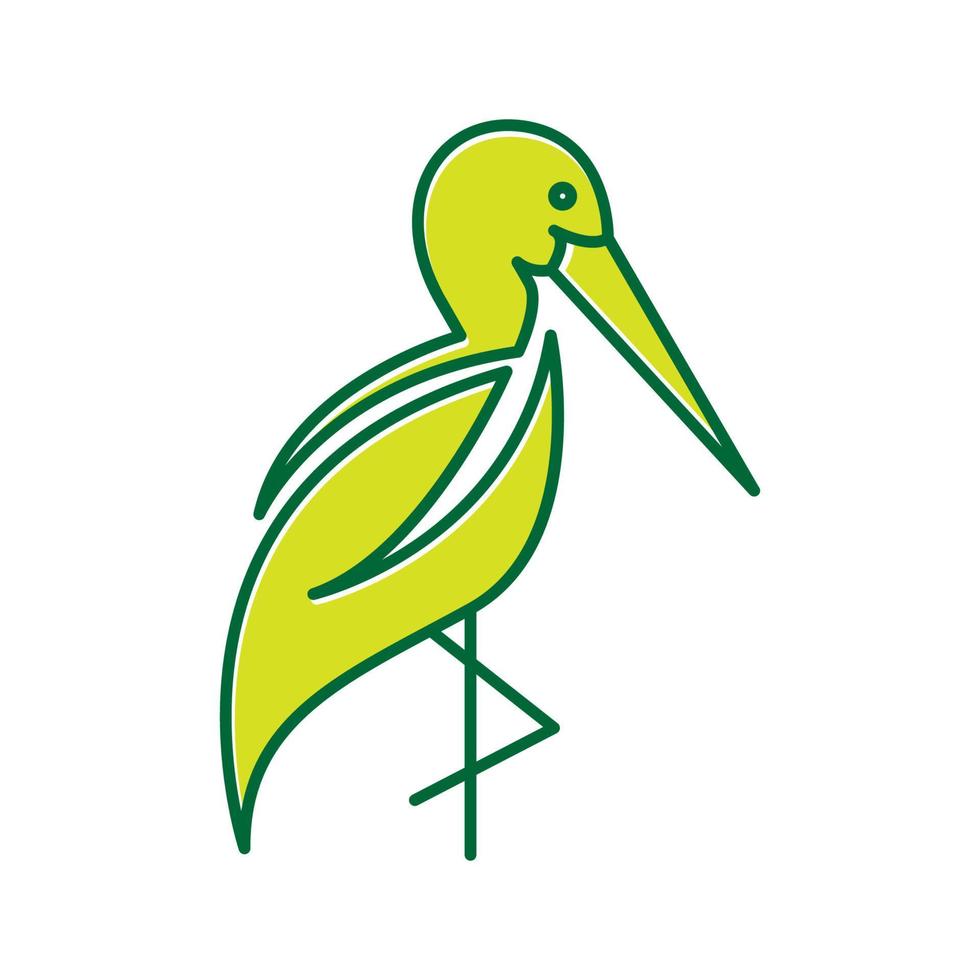 pelícano con forma de hoja logotipo símbolo icono vector diseño gráfico ilustración idea creativa