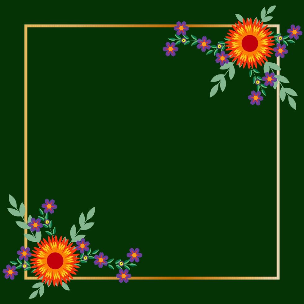 marco rectangular de flores vector