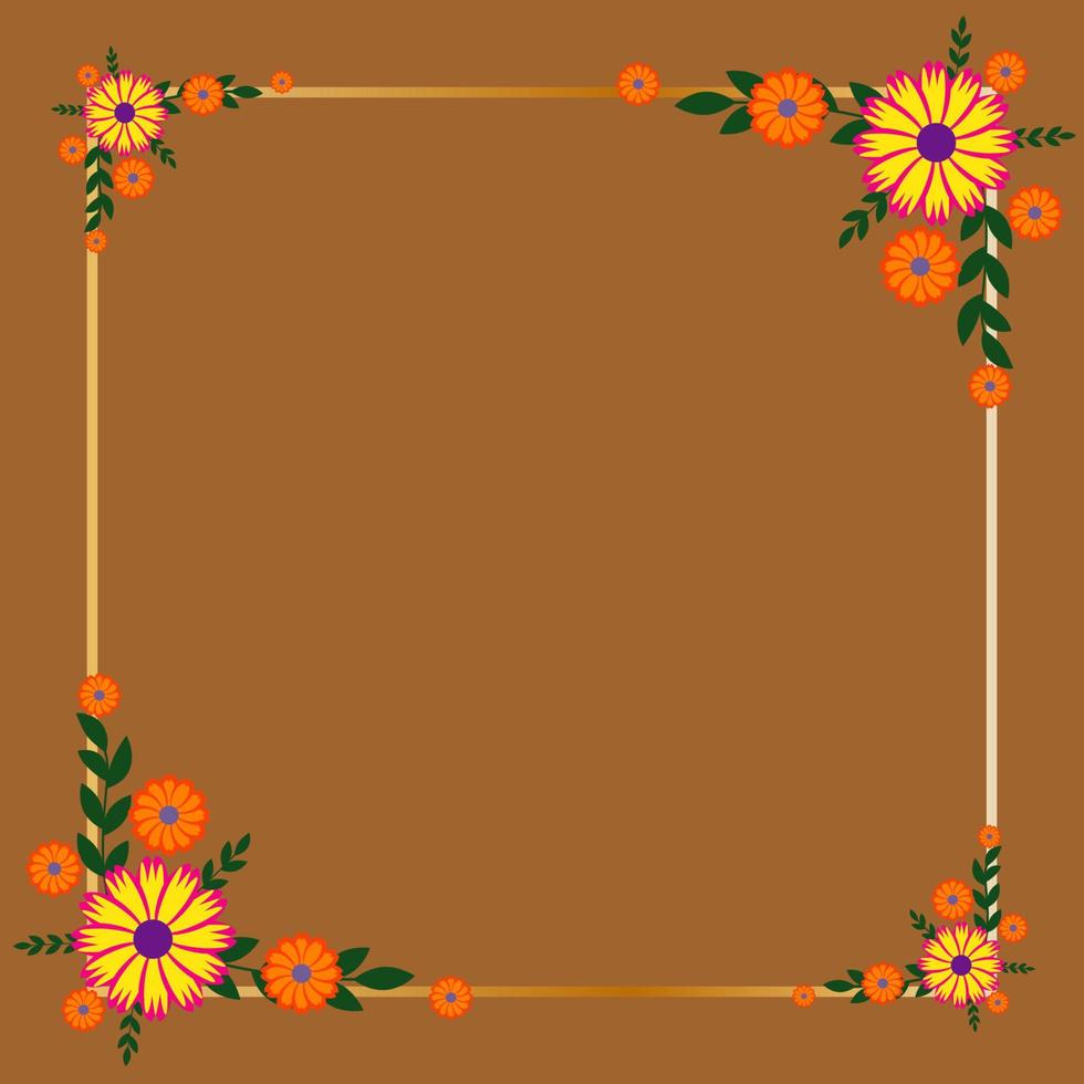 marco rectangular de flores vector