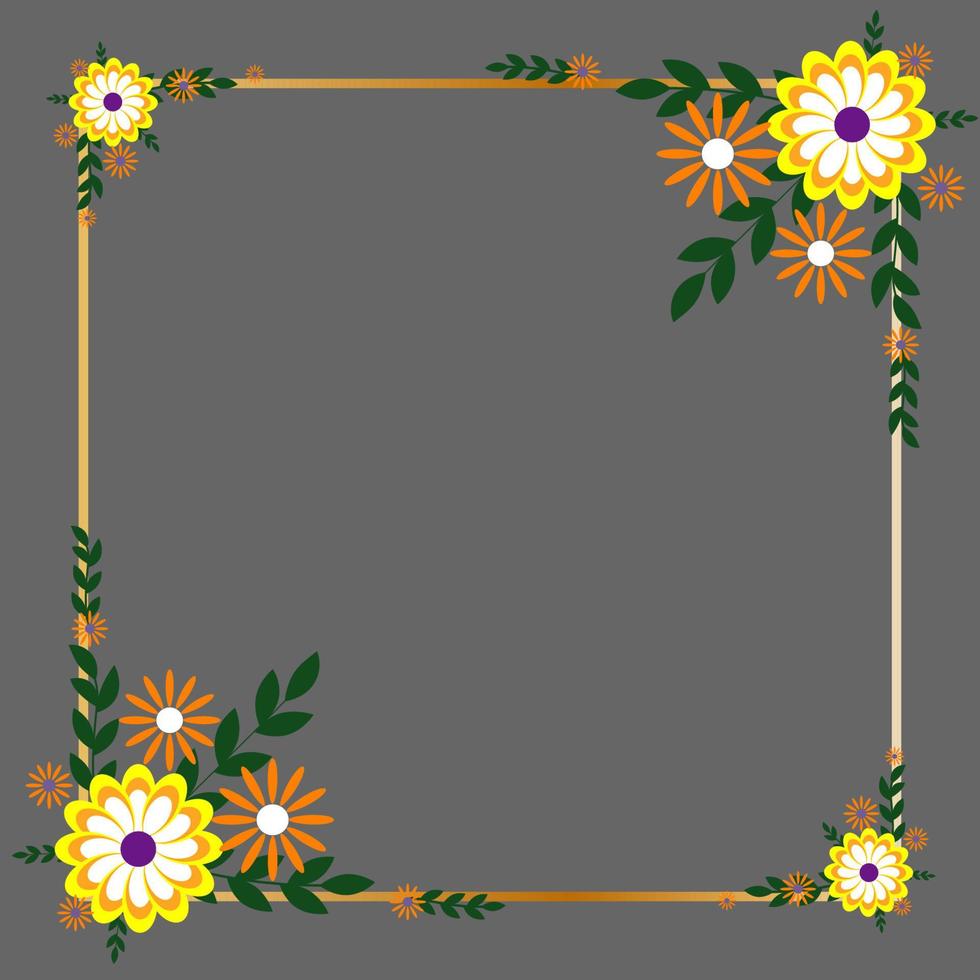 Flowers Rectangle Frame vector