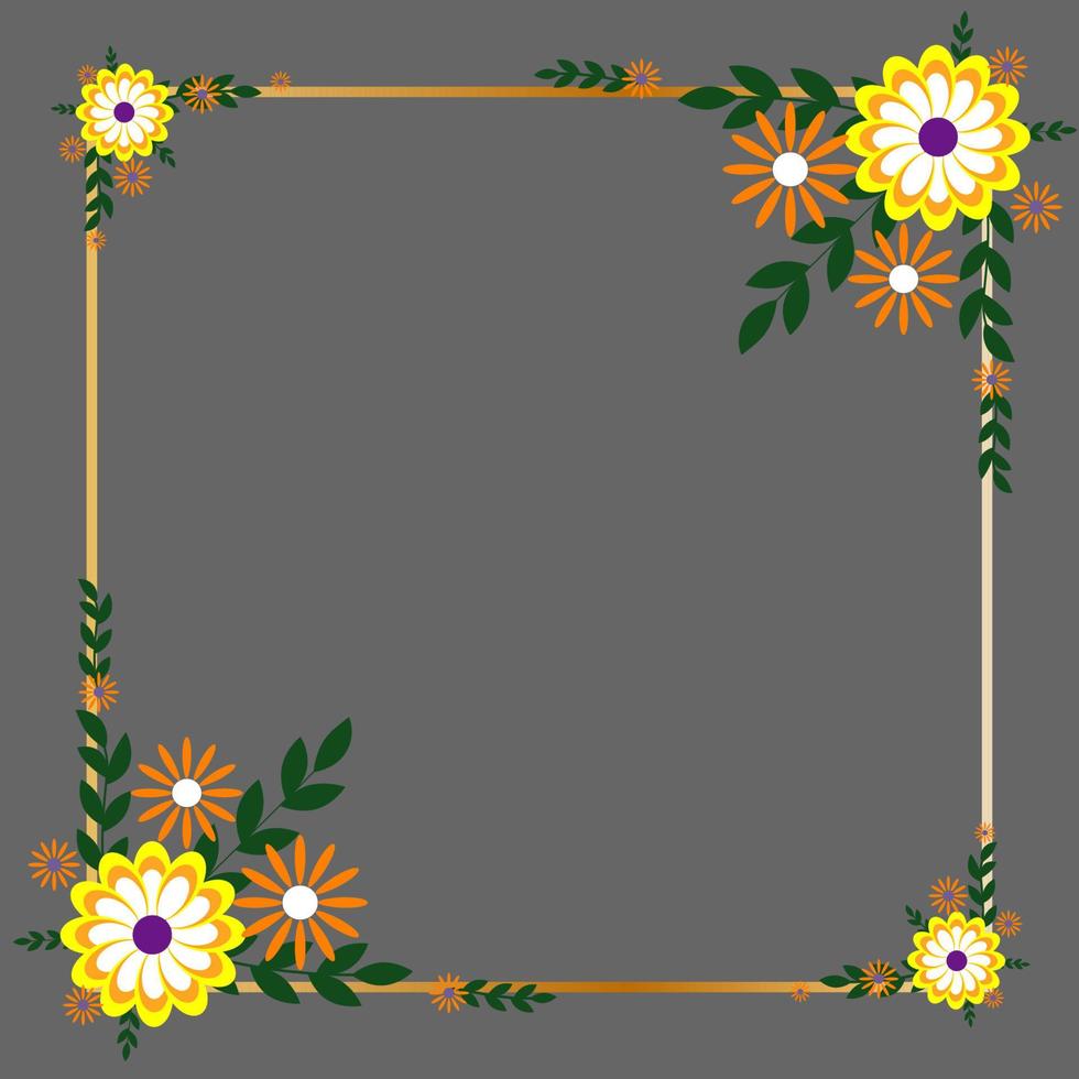 marco rectangular de flores vector