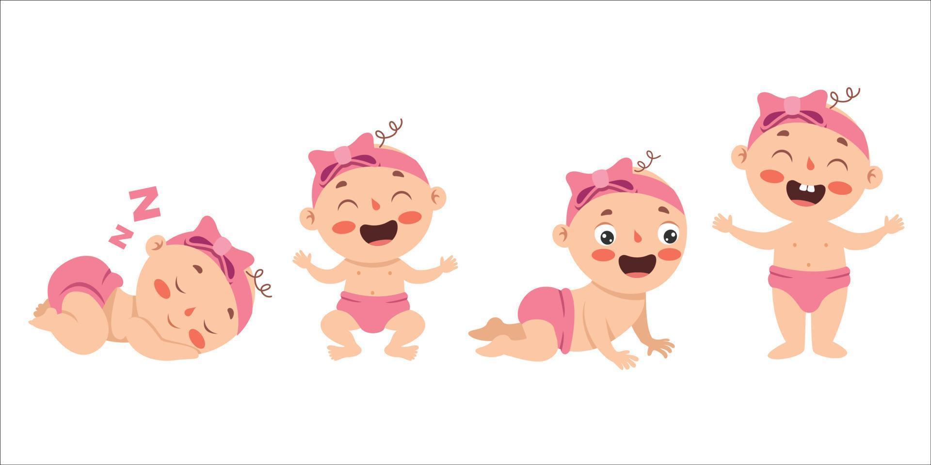 Cartoon Drawing Of A  Newborn Baby Character vector