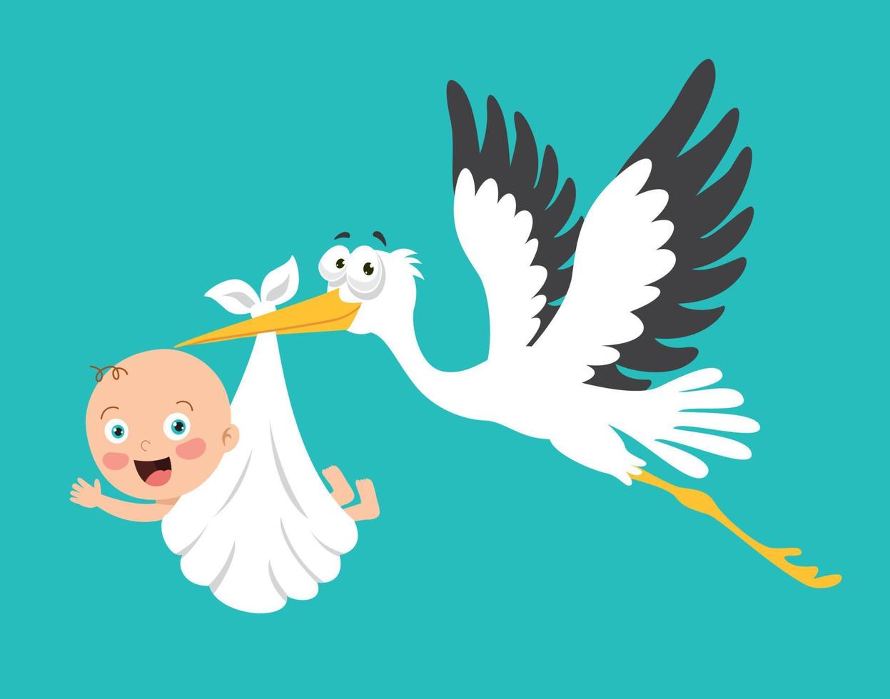 Cartoon Drawing Of A  Newborn Baby Character vector