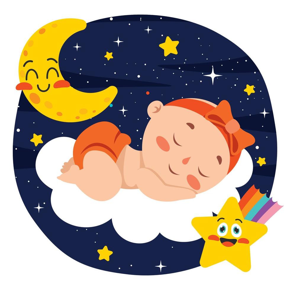 Cartoon Drawing Of A  Newborn Baby Character vector