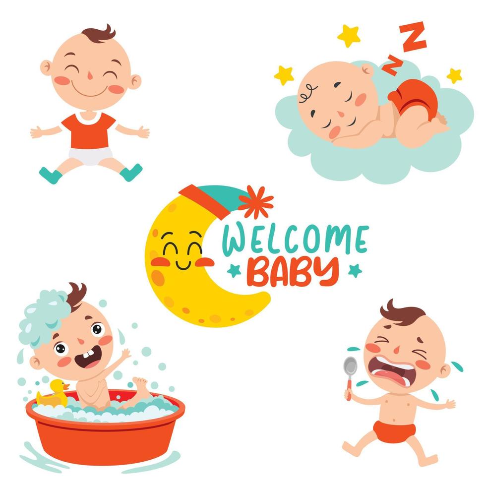 Cartoon Drawing Of A  Newborn Baby Character vector