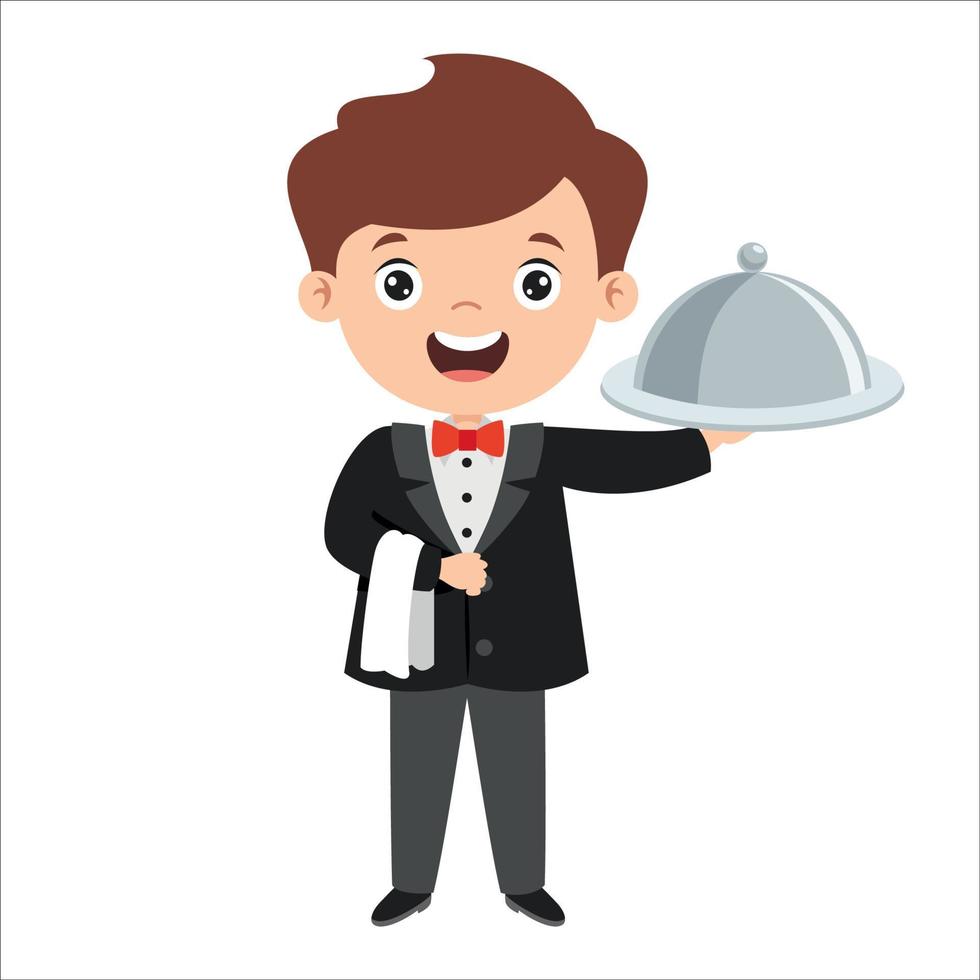 Cartoon Drawing Of A Waiter vector