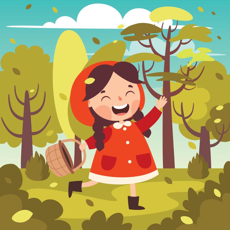 Cartoon Drawing Of Red Riding Hood vector