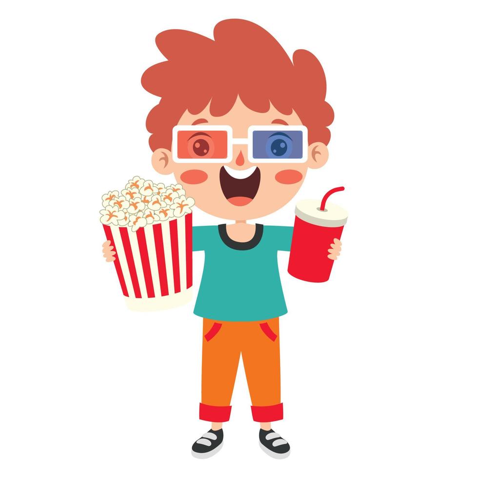 Cinema Concept With Cartoon Character vector