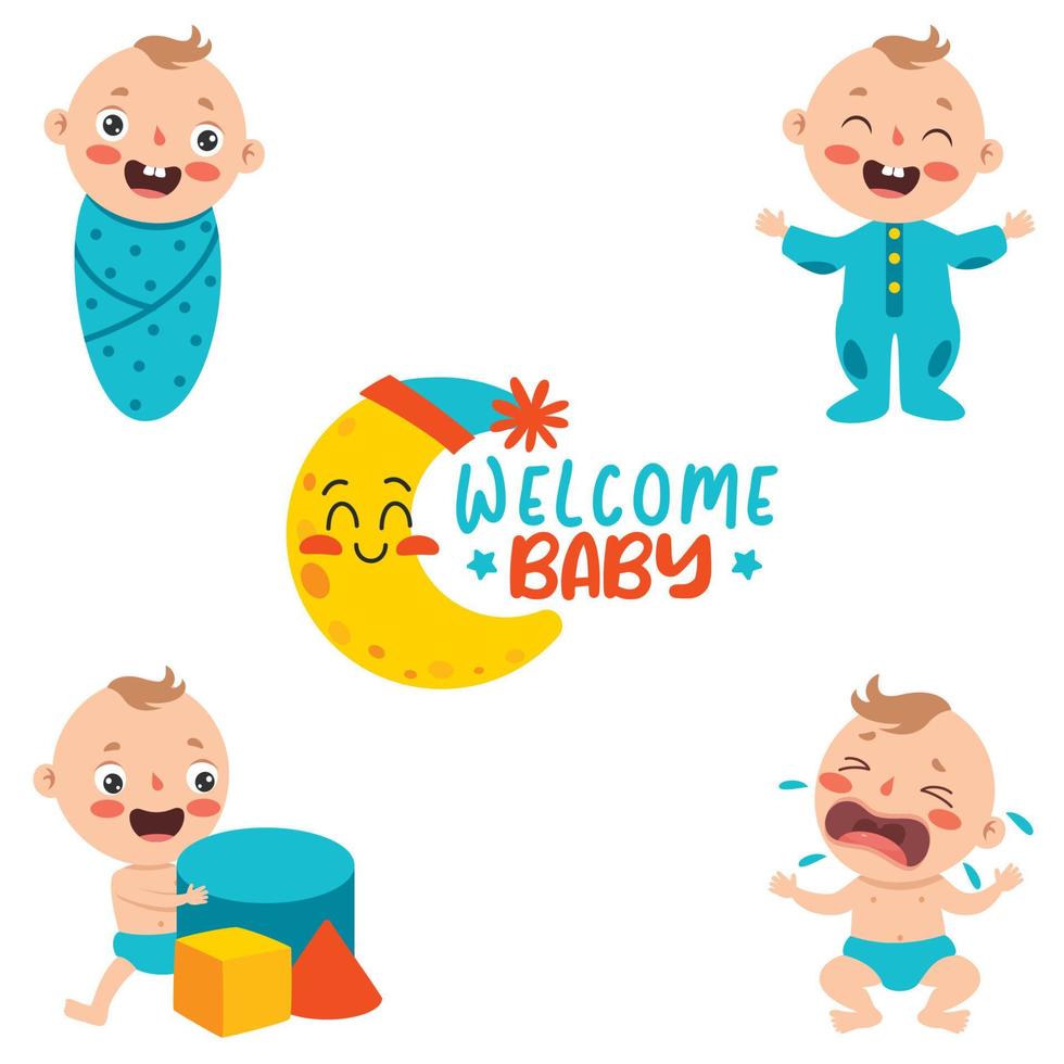 dibujo de dibujos animados de un personaje de bebé recién nacido vector