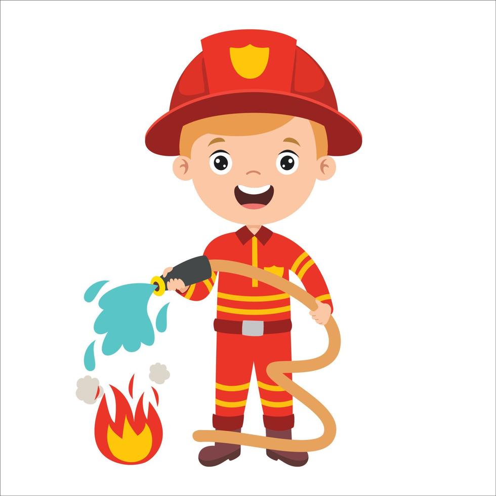 Cartoon Drawing Of A Fireman vector