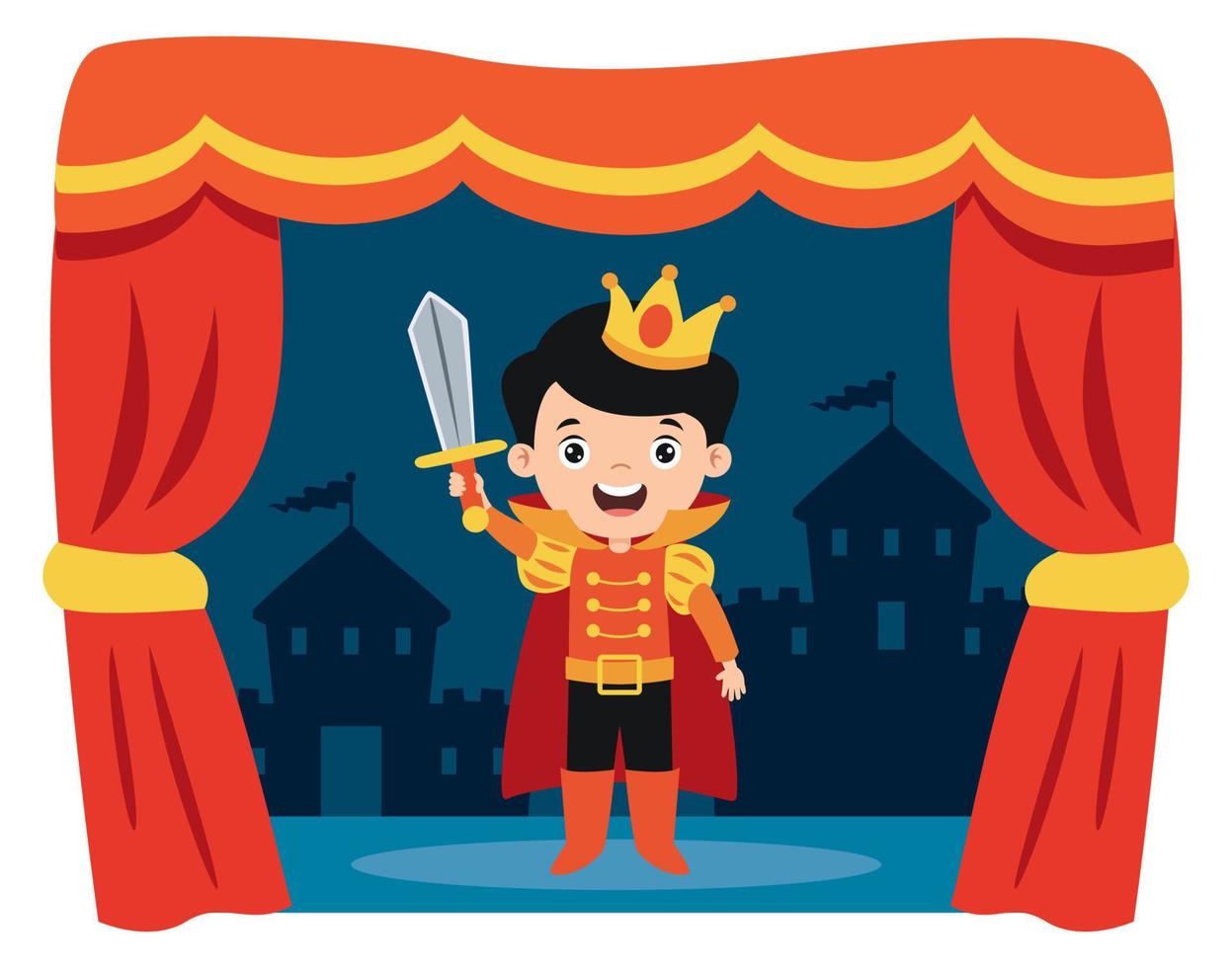 Theater Scene With Cartoon Characters vector