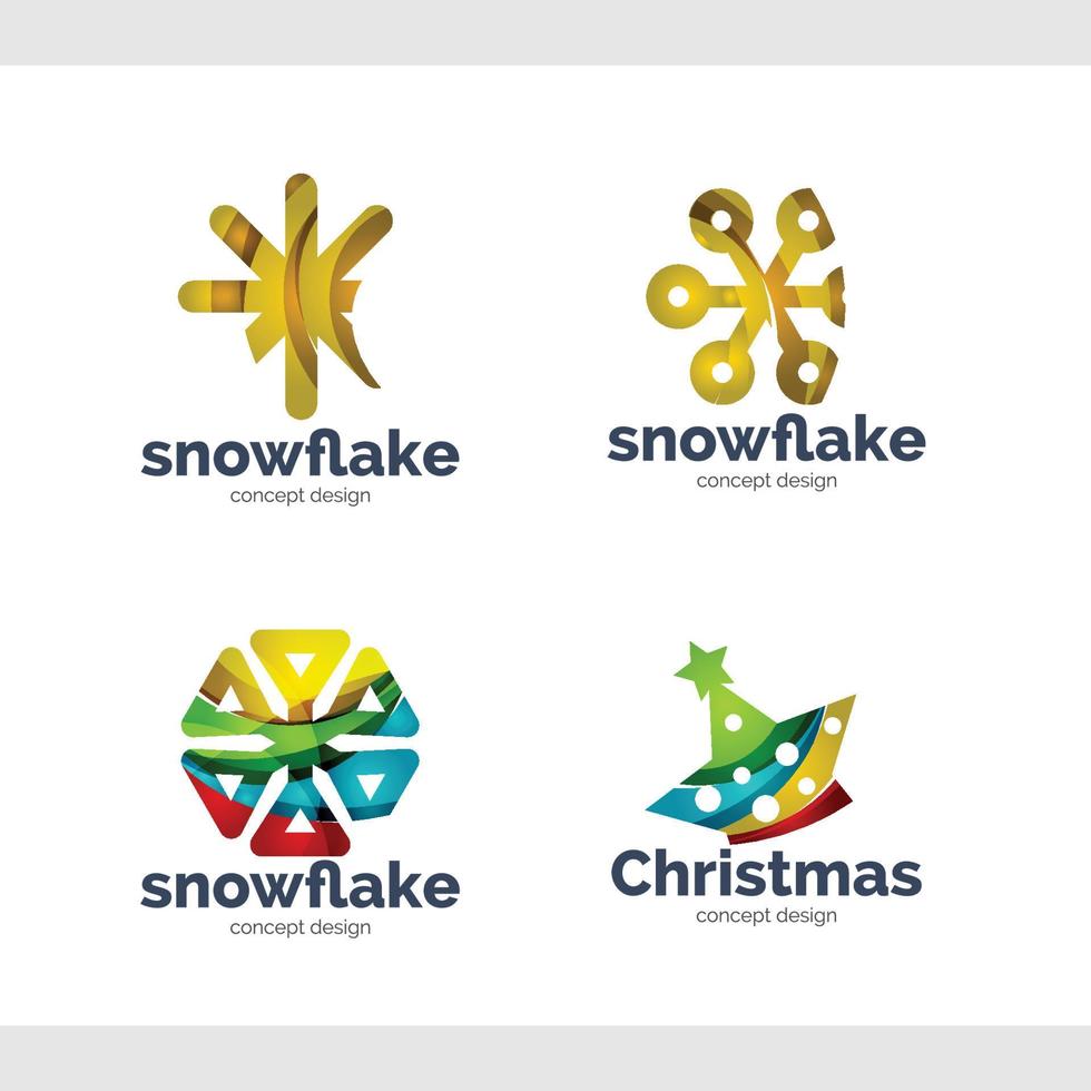 Snow flake and Christmas custom vector logo