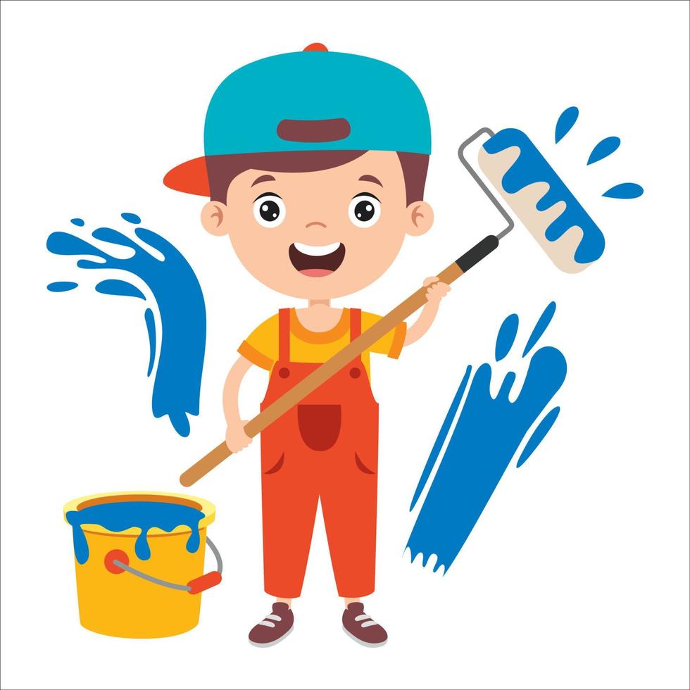 Cartoon Drawing Of A Painter vector
