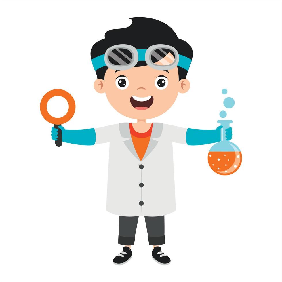 Cartoon Drawing Of A Scientist vector