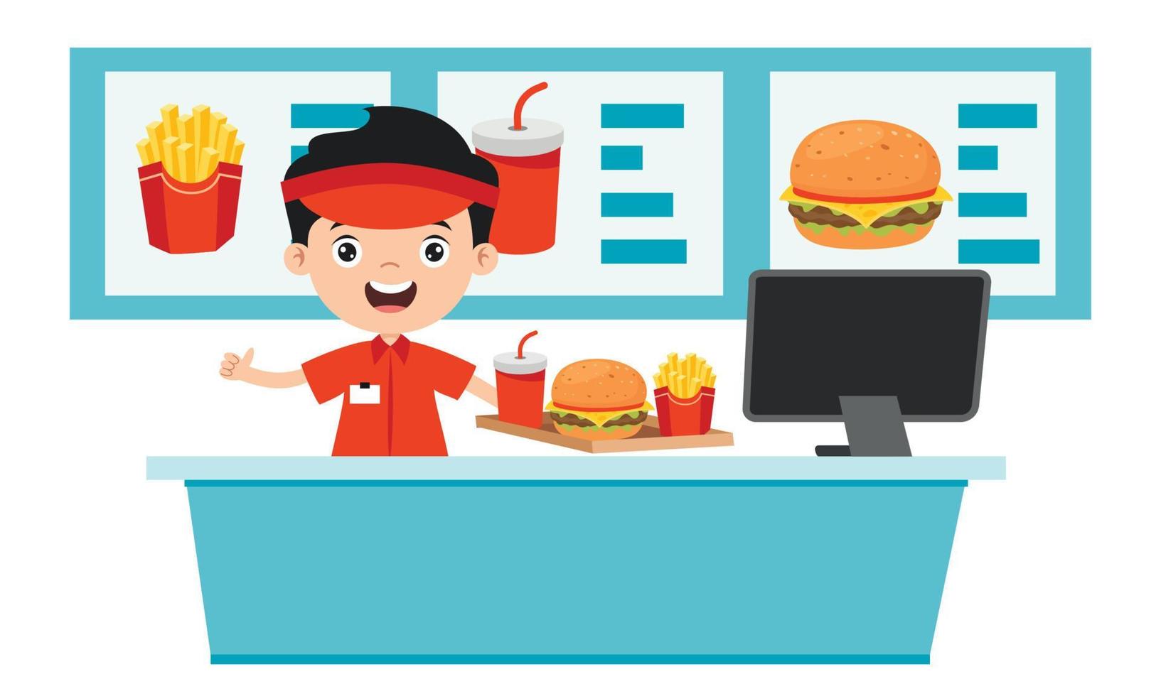 Cartoon Drawing Of Fast Food Restaurant vector