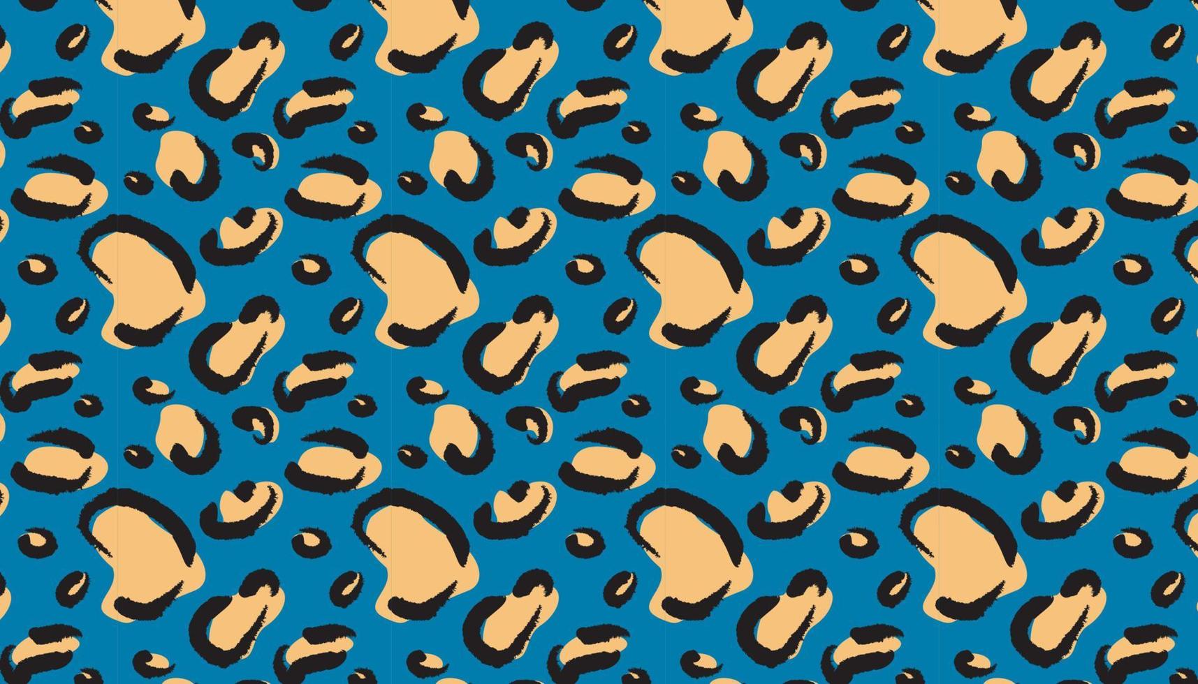 Leopard skin pattern in abstract style on blue background. Wild animal vector seamless background.