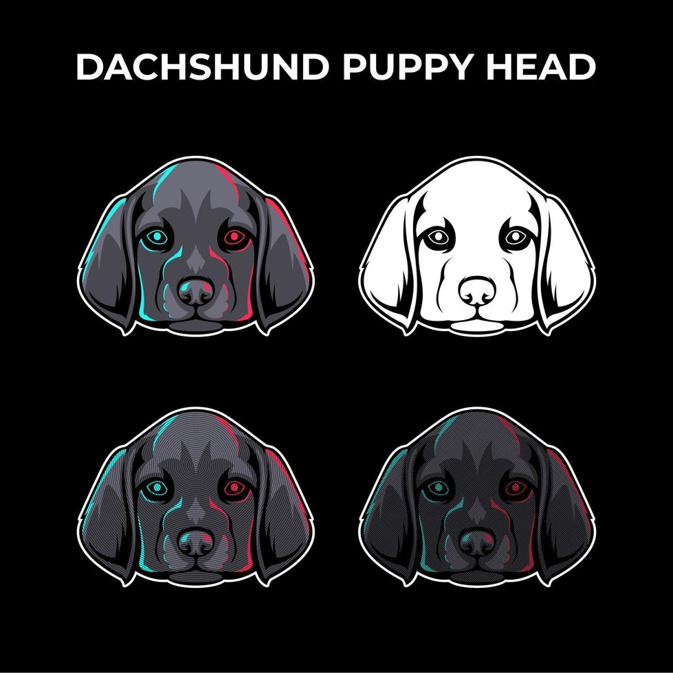 Dachshund puppy head vector collection