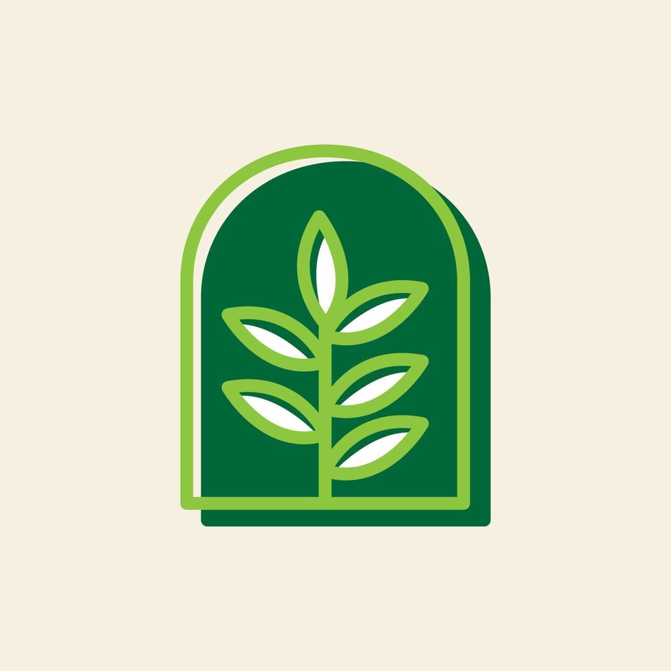 simple plant garden line hipster logo symbol icon vector graphic design