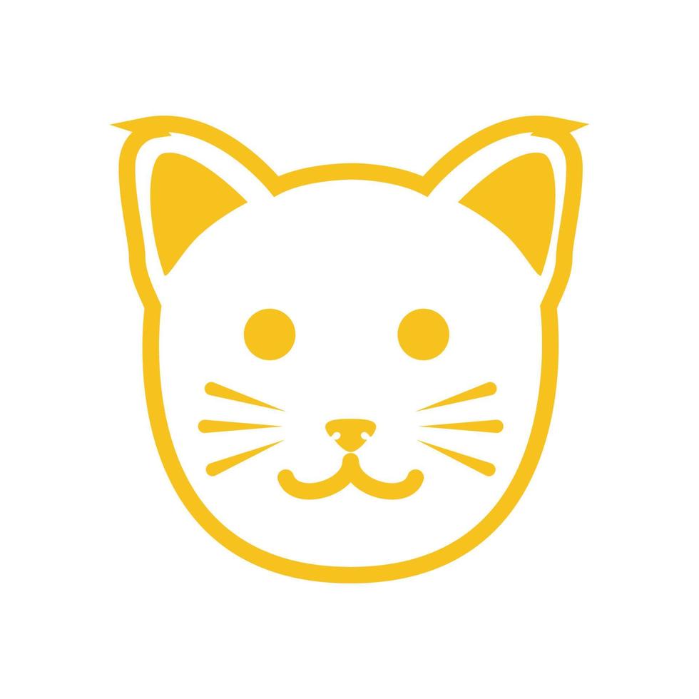 cara lindo gato amarillo diseño de logotipo vector gráfico símbolo icono signo ilustración idea creativa