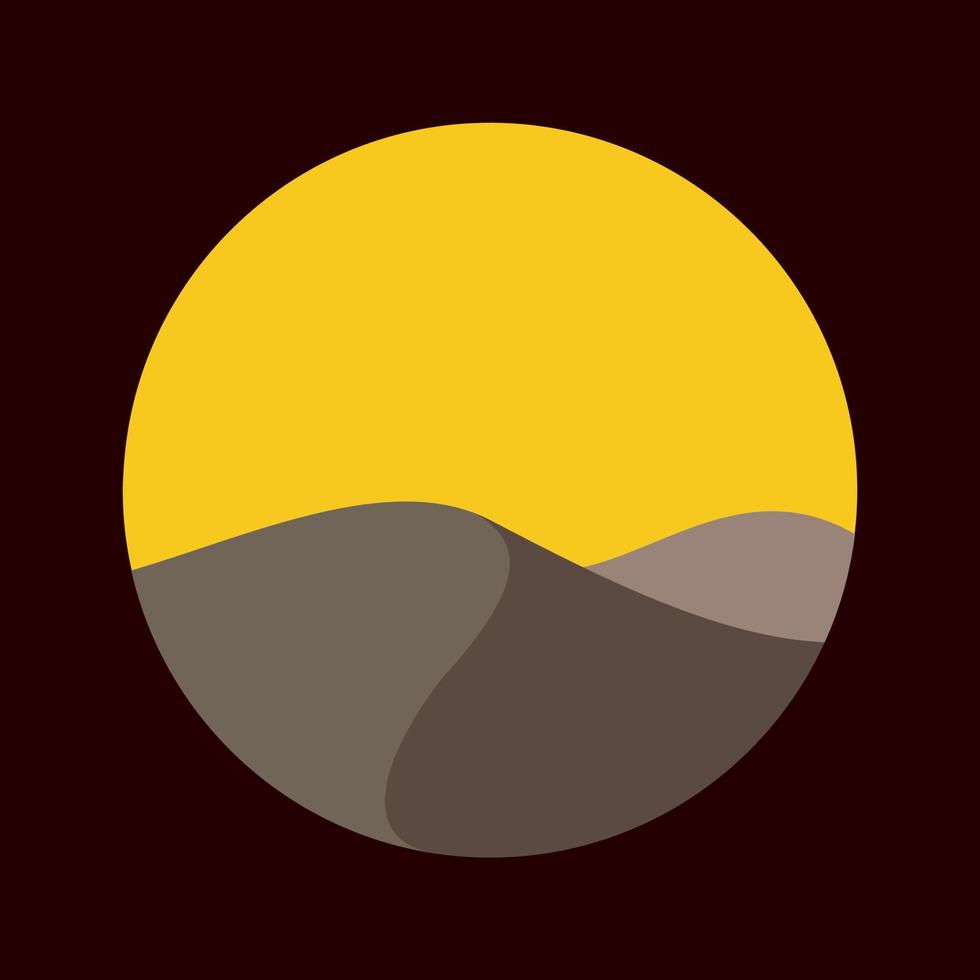 colored desert hill with sunset circle logo design vector graphic symbol icon sign illustration creative idea