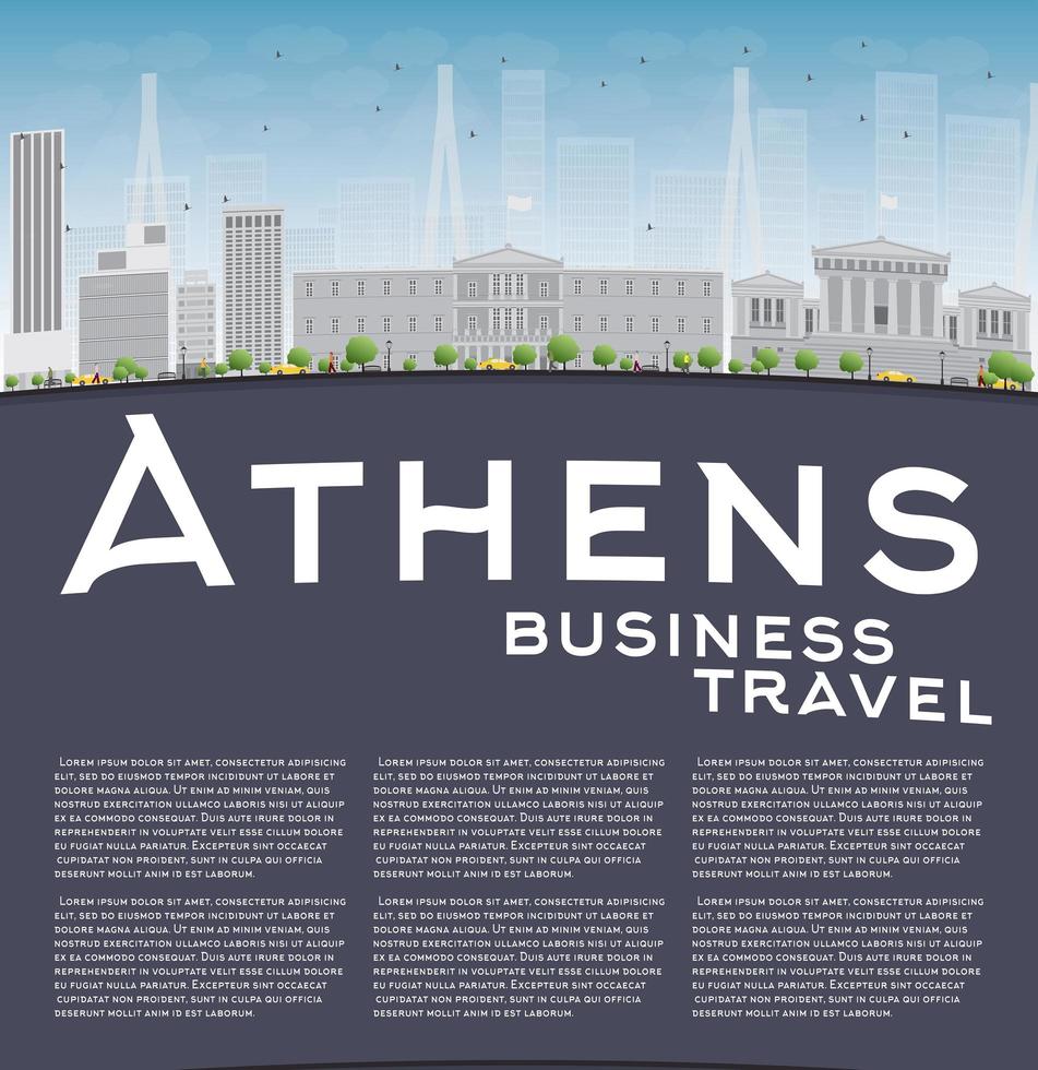 Athens Skyline with Grey Building, Blue Sky and copy space. vector