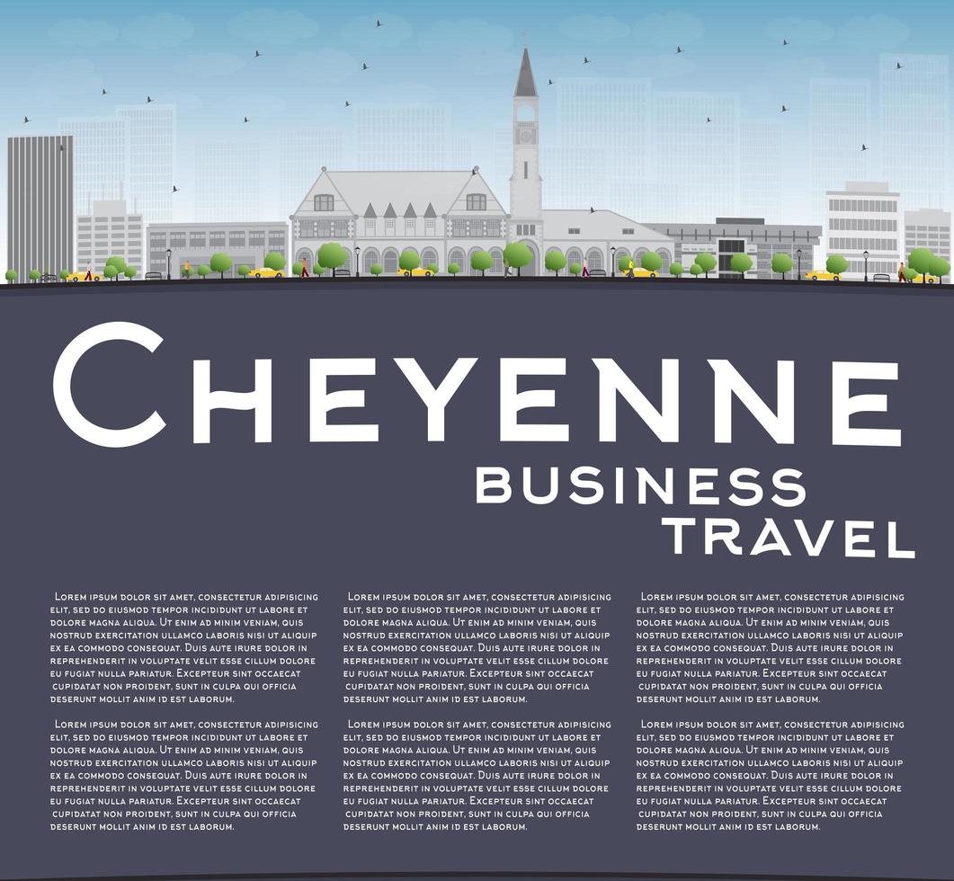 Cheyenne Wyoming Skyline with Grey Buildings and Blue Sky. vector