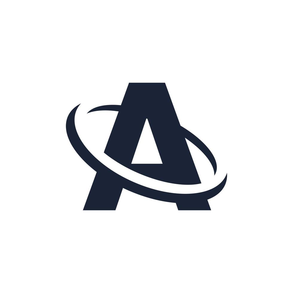 Letter A Logo Initial with Circle Shape. Swoosh Alphabet Logotype Simple and Minimalist vector