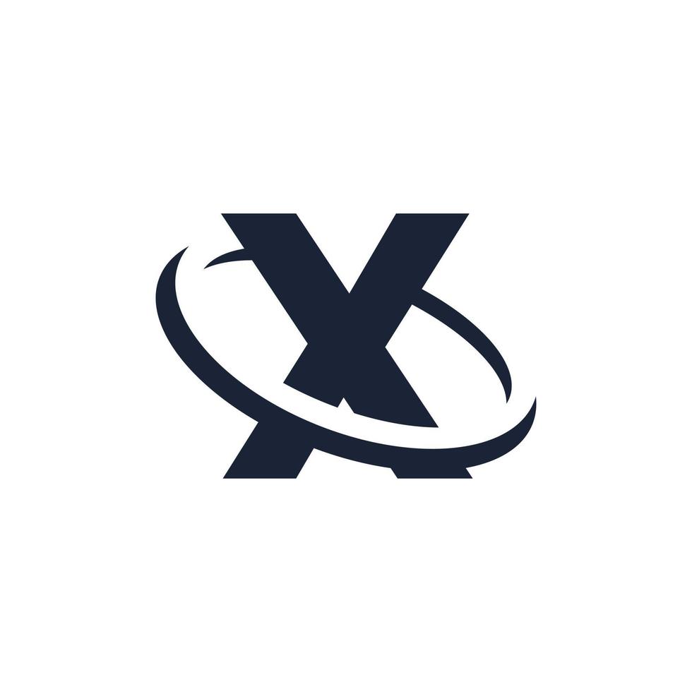 Letter X Logo Initial with Circle Shape. Swoosh Alphabet Logotype Simple and Minimalist vector