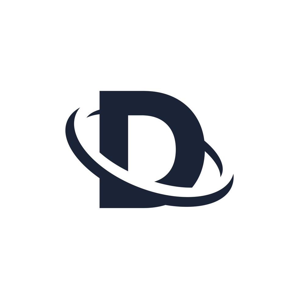 Letter D Logo Initial with Circle Shape. Swoosh Alphabet Logotype Simple and Minimalist vector