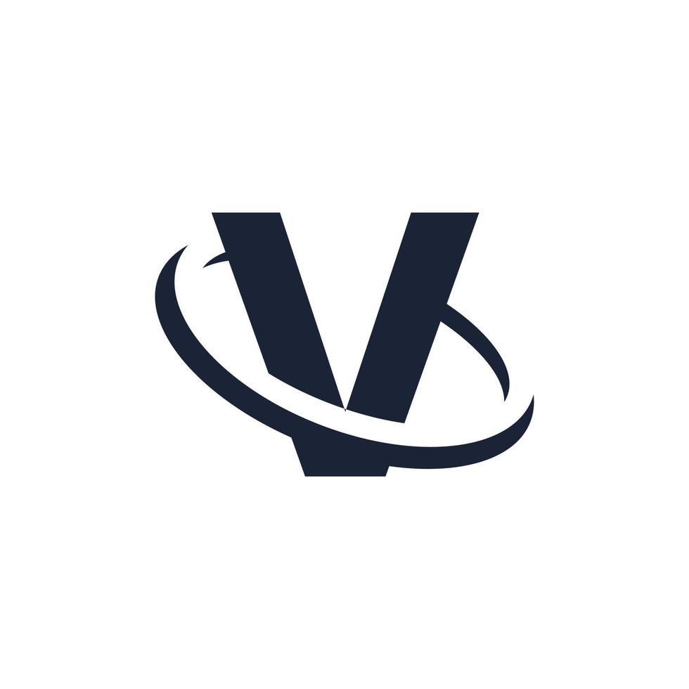 Letter V Logo Initial with Circle Shape. Swoosh Alphabet Logotype Simple and Minimalist vector