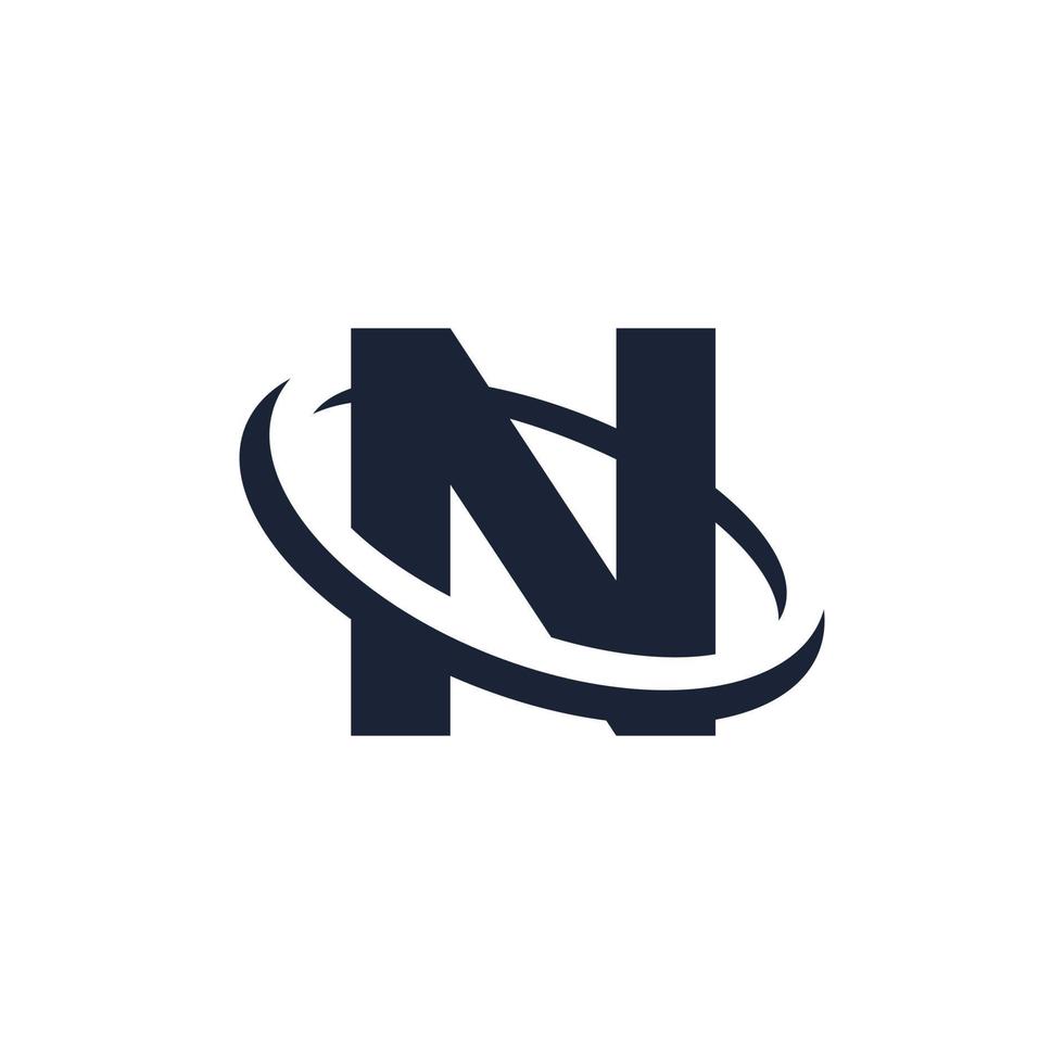 Letter N Logo Initial with Circle Shape. Swoosh Alphabet Logotype Simple and Minimalist vector