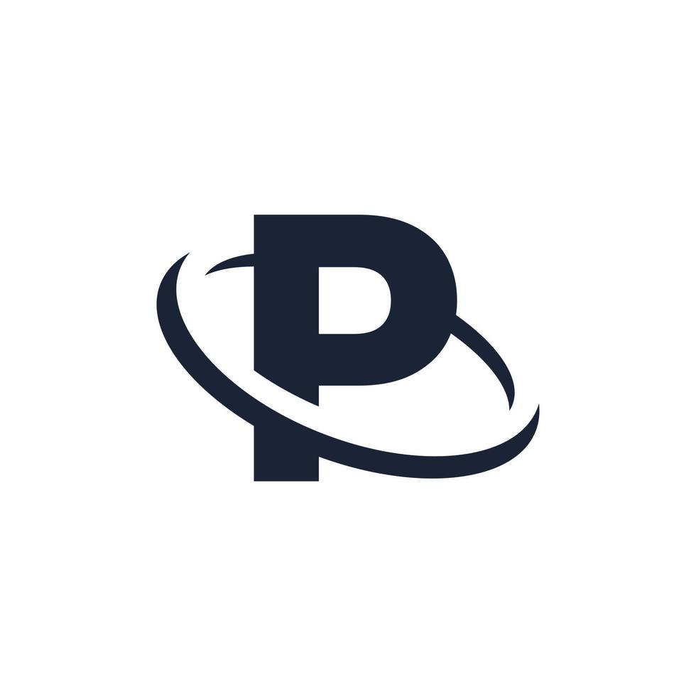 Letter P Logo Initial with Circle Shape. Swoosh Alphabet Logotype Simple and Minimalist vector