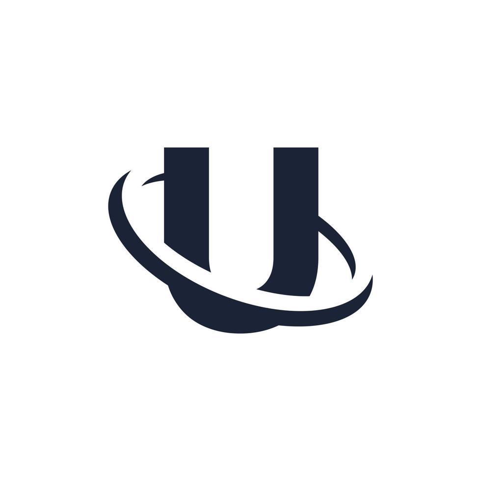 Letter U Logo Initial with Circle Shape. Swoosh Alphabet Logotype Simple and Minimalist vector